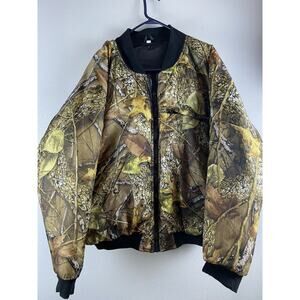 WFS Camo Gear Sz L Quilted LS Pockets Inside & Out Full Zip Burly Camo Tan Coat